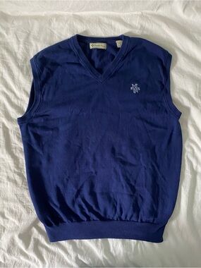 Mens Vintage Donald Ross V-Neck Knot Golf Sweater in Size M